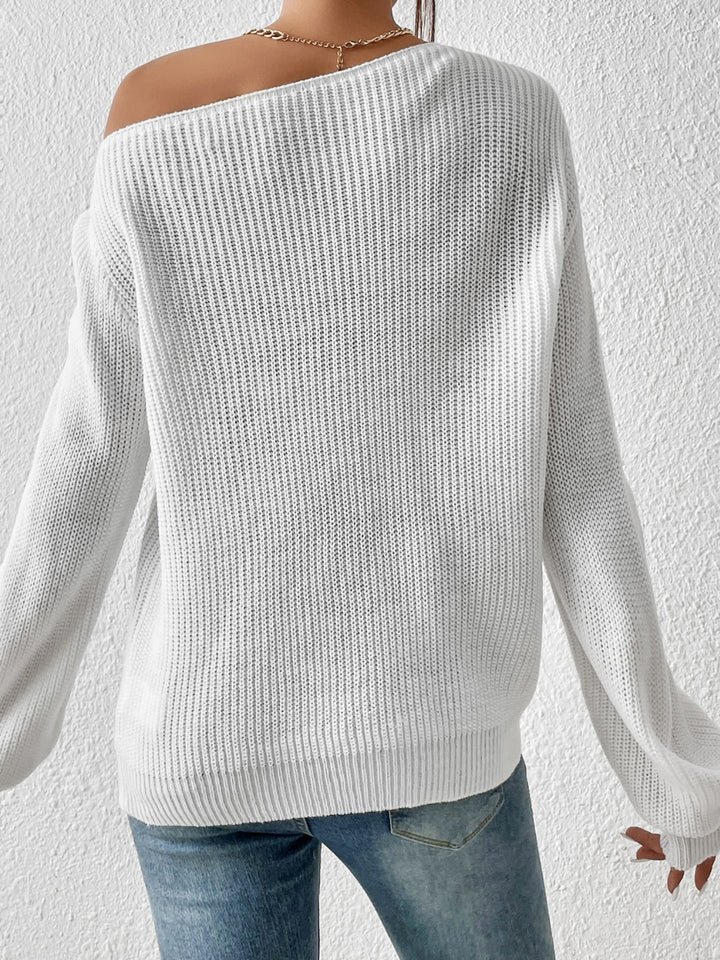 Honey Single Shoulder Long Sleeve Sweater