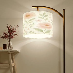 Floral Arc Floor Lamp (Made in USA) | Botanical Linen Shade | Smart Dimmable LED & Remote