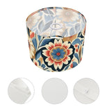 Boho floral drum lamp shade with ring in navy, coral and cream – view 4