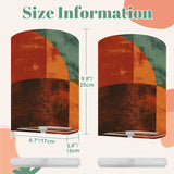 Mid-Century Modern Geometric Wall Sconce Lamp – Set of 2 Burnt Orange & Teal Linen Shade | Cordless Remote-Control Accent Light