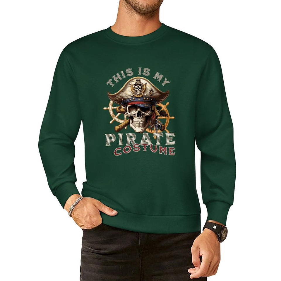 This is my Pirate Costume, Cotton Men's Sweatshirt (Front Printing), Long Sleeve Lazy Halloween Costume