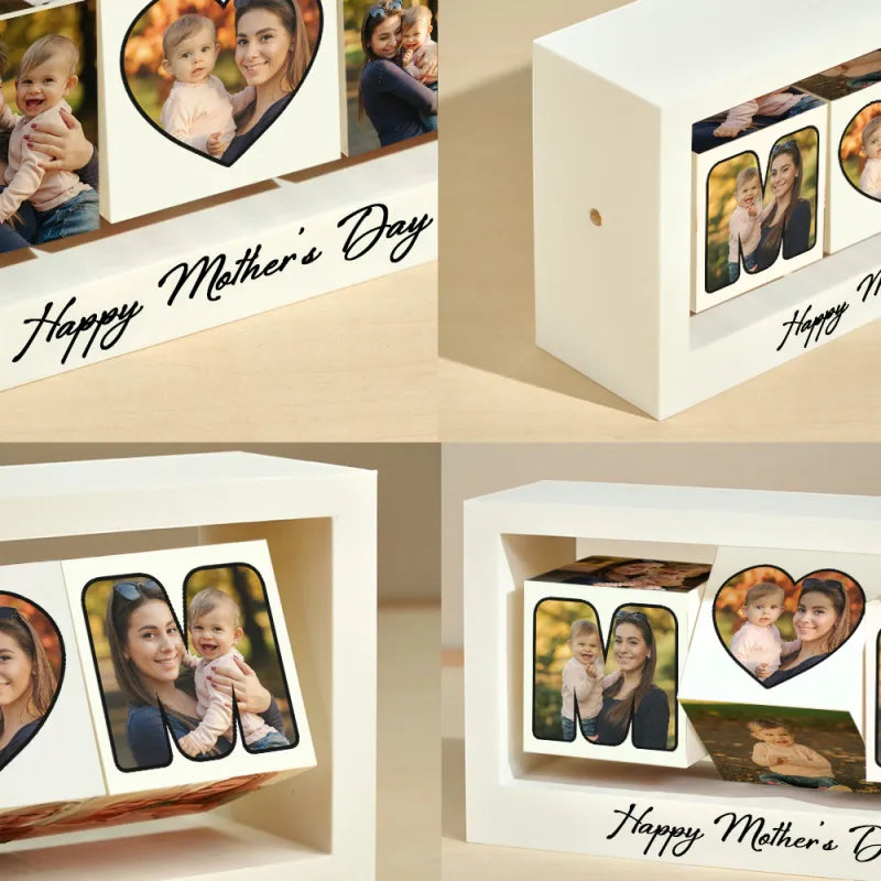 Gift for Mom, Special Custom Photo Mother's Day Gifts Custom Swing Photo Frame Rotating Photo Cube Stand for Mom