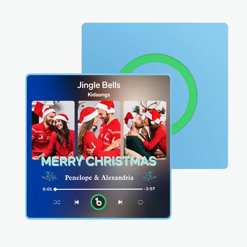 Custom FridgeBeats 3-Photo Music Fridge Magnet • Bluetooth Personalized Magnet Gift • Custom Song Photo Frame • Christmas & Anniversary Gift 2025