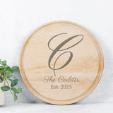 Personalized Round Charcuterie Board with Groove - 13.5” x 13.5”, Wedding Gift, Choice of Maple or Walnut