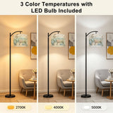 Coastal seashell arc floor lamp with beach grass and hydrangea print shade – view 6