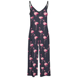 Flamingo Pattern Suspender Jumpsuit LTY007 (All-Over Printing), Trendy Jumpsuit Gift for Flamingo Lover, Comfortable Summer Apparel