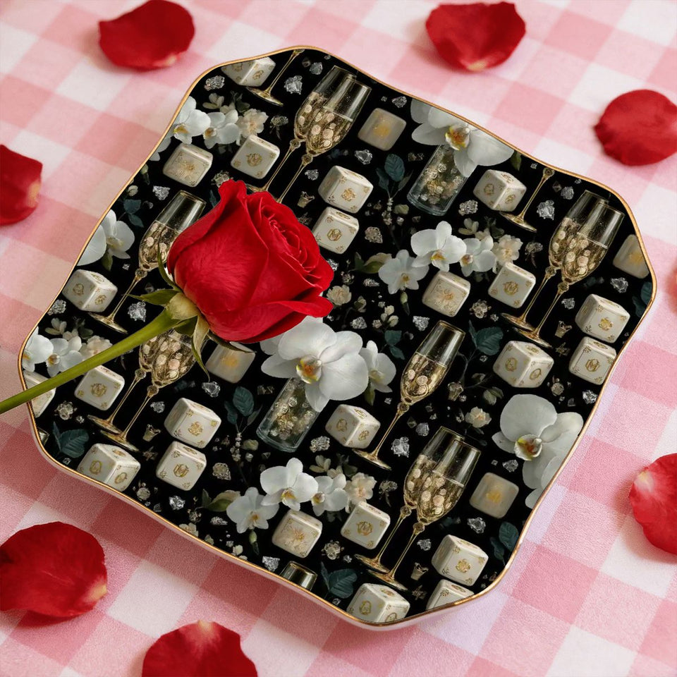 Scalloped Ceramic Mahjong Dice Tray | Coastal Boho Game Night Accessory | Mahjong Gift | AdorableDesignsz - AdorableDesignsz 