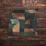 Modern & Style-Focused Geometric Earth Tone Woven Pillow, Abstract Block Cushion, Mid Century Modern Decor, Boho Living Room Accent, 17x18