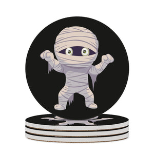 Mummy Round Ceramic Coaster, Halloween Decor, Table Accessories