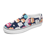 Cartoon Cats Printed Slip-on Canvas Shoes  for Teenagers and Adults