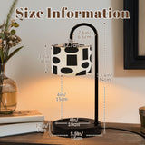 Modern Abstract Candle Warmer Lamp – Black & Cream Geometric Linen Shade | Remote-Control Adjustable Wax Melt Lamp