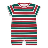 Christmas Stripes Baby One Piece, Holiday Short Sleeve Baby Bodysuit Romper PLR (All-Over Printing)