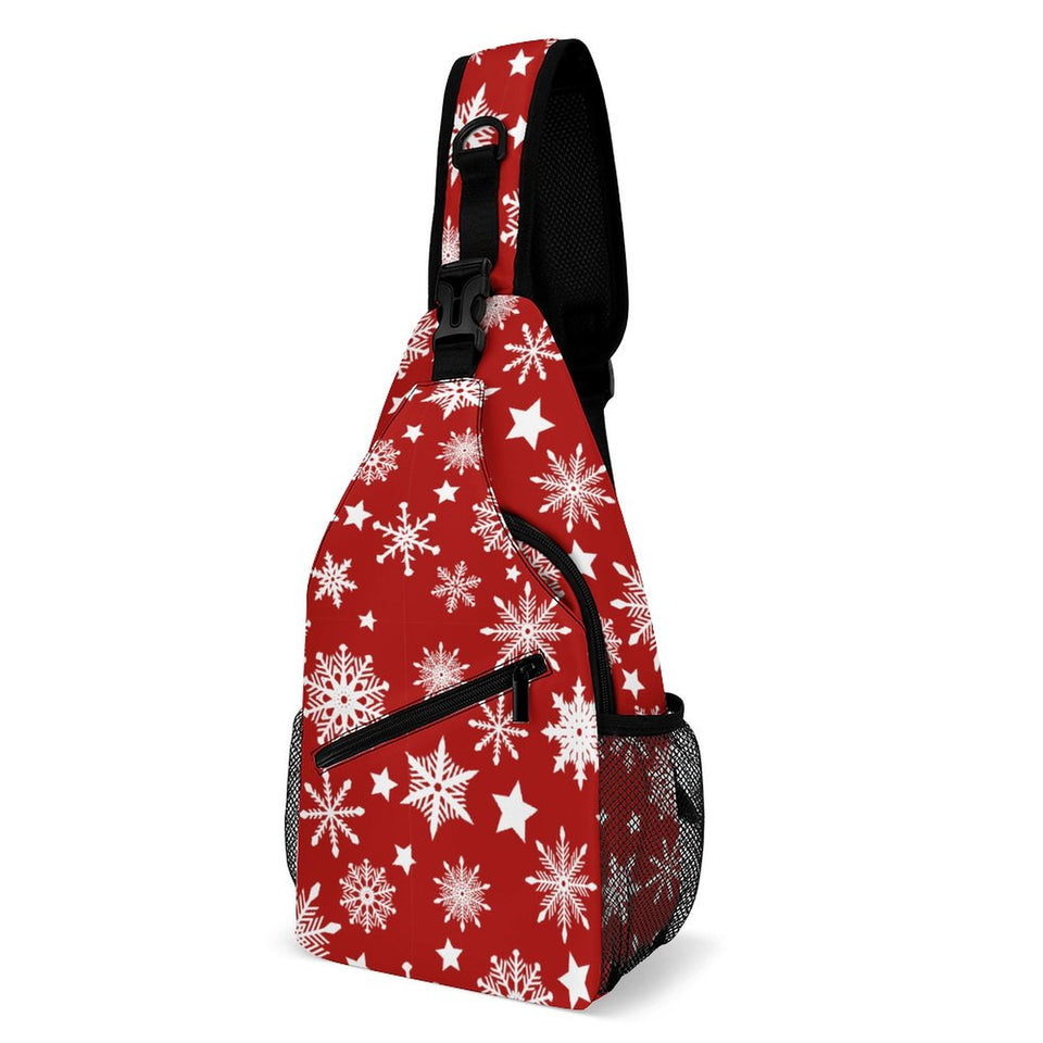 Snowflake Design Holiday Pattern Sling Bag (All-Over Printing), Perfect Gift for Handsfree Holidays