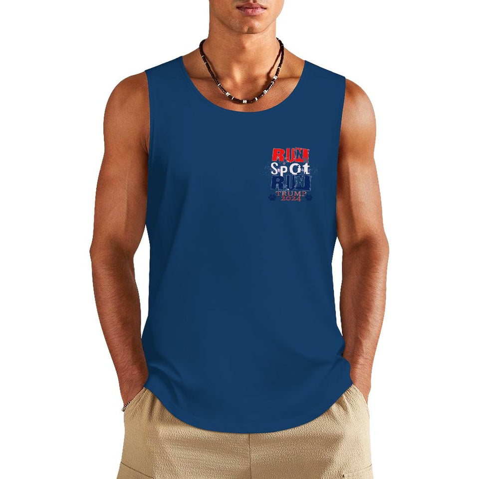 2024 Trump Tank Top, Run Spot Run, Funny Satire Political Tank Republican Shirt for him DTF  Men's Cotton Tank Top BX (Dual-sided Printing)