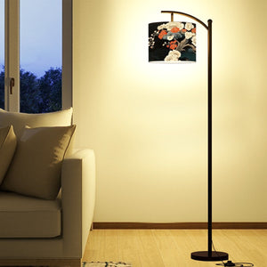 Japanese Floral Arc Floor Lamp (Made in USA), Home Decor Lighting, Standing Lamp, Living Room Light