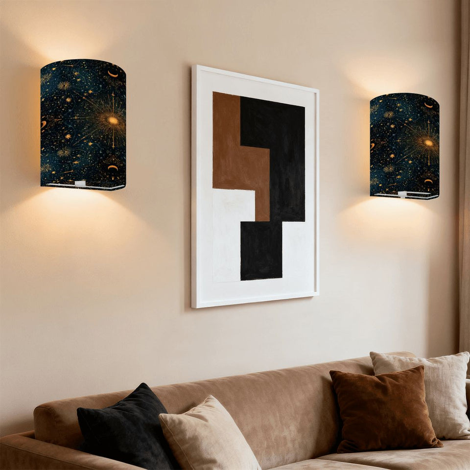 Celestial Stars Wireless Wall Sconces Set of Two, Home Decor Lighting