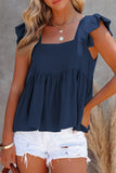 Full Size Ruffled Square Neck Cap Sleeve Blouse