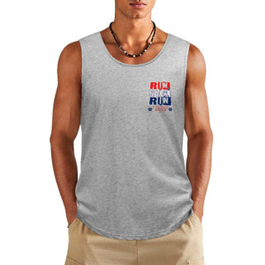 2024 Trump Tank Top, Run Spot Run, Funny Satire Political Tank Republican Shirt for him DTF  Men's Cotton Tank Top BX (Dual-sided Printing)