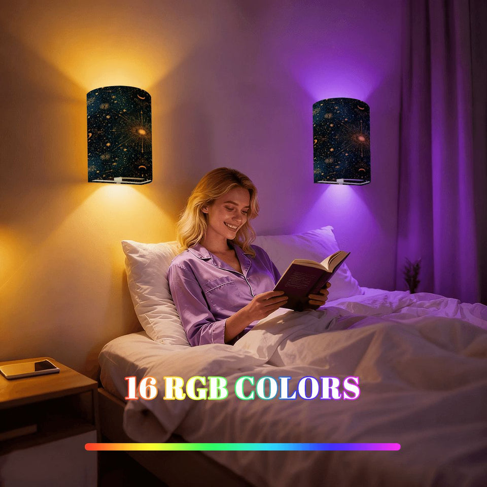 Celestial Stars Wireless Wall Sconces Set of Two, Home Decor Lighting