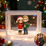 Custom 2 People 3D Mini Figure Glass Dollhouse Personalized Scene Display Case Unique Christmas Gift  (Production: 10-15 Business Days)