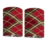 Red Plaid Linen Wall Sconce Lamp – Set of 2 Cozy Christmas Farmhouse Wall Light | Cordless Remote-Control Accent Light