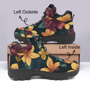 Fall Flower Design on Unisex Boots, Classic Boots with Floral Design, Fun Winter Boot