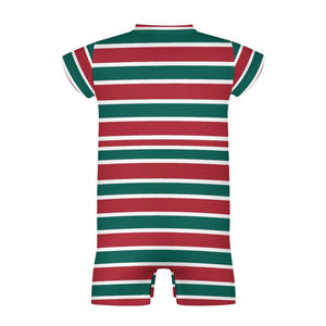 Christmas Stripes Baby One Piece, Holiday Short Sleeve Baby Bodysuit Romper PLR (All-Over Printing)