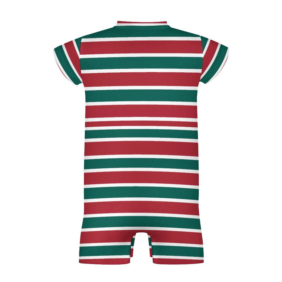 Christmas Stripes Baby One Piece, Holiday Short Sleeve Baby Bodysuit Romper PLR (All-Over Printing)