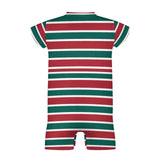 Christmas Stripes Baby One Piece, Holiday Short Sleeve Baby Bodysuit Romper PLR (All-Over Printing)