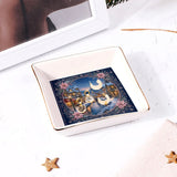 Winter village Mahjong dice dish with gold trim holding jewelry – view 7