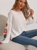 Crochet Flower Long Sleeve Sweater