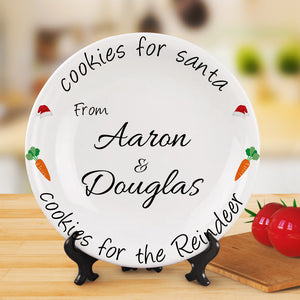 Santa's Cookie Plate, Personalized Party Tableware Custom Name Round Ceramic Dinner Plate Christmas Gifts For Family