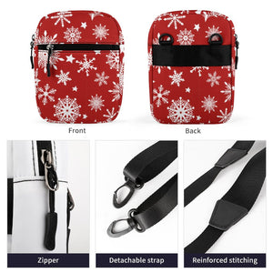 Holiday Pattern Snowflakes on a Red Small Messenger Bag (All-Over Printing)