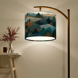 Mountain Forest Arc Floor Lamp – Scenic Woodland Lampshade, Made in USA, Rustic Nature Home Decor