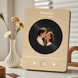 Personalized Photo Wooden Music Record Player Wedding Anniversary Gift for Couples