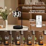 Modern Abstract Candle Warmer Lamp – Black & Cream Geometric Linen Shade | Remote-Control Adjustable Wax Melt Lamp