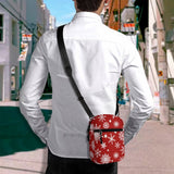 Holiday Pattern Snowflakes on a Red Small Messenger Bag (All-Over Printing)