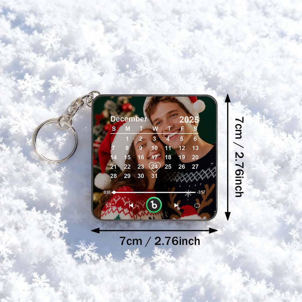 FridgeBeats Custom Photo Calendar Music Keychain Music Box Bag Charm That Plays Music Without Cell Phone Best Gifts for Her