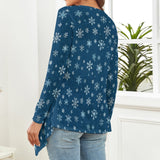 Holiday Snowflake Cardigan, Drop Shoulder Women's Open Shirt with Irregular Hem  (All-Over Printing), Trendy Cardigan, Christmas Apparel