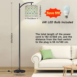 Blue and white watercolor Moroccan trellis arc floor lamp shade – view 2