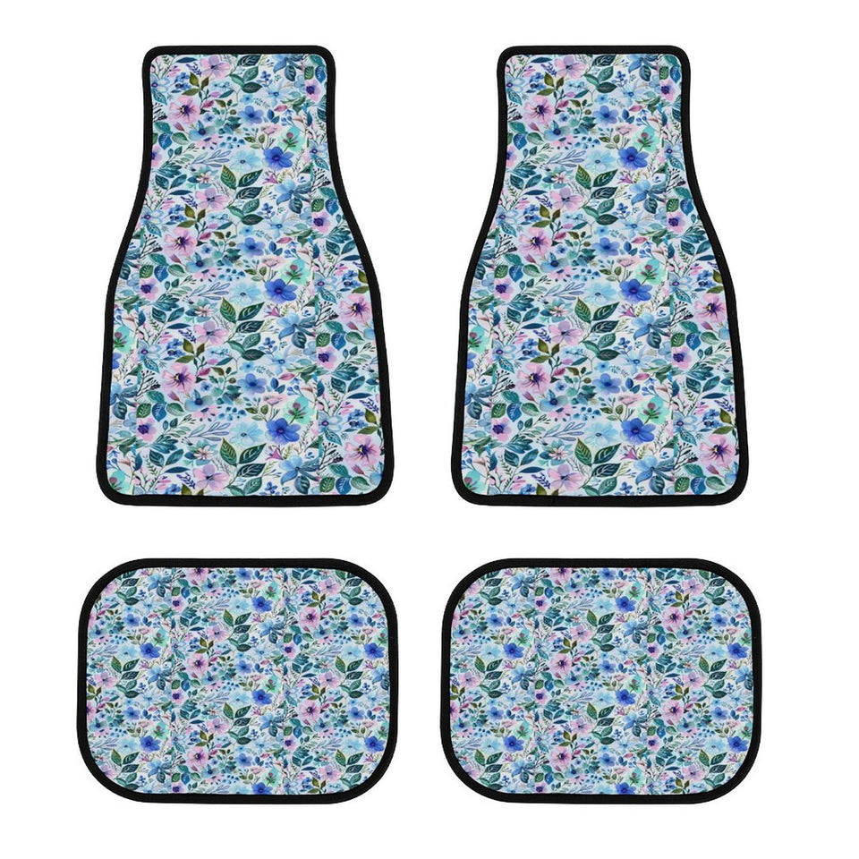 Floral Pattern Blue and Pink Car Mat Set of 4, Cute Car Accessory, New Car Gift Idea