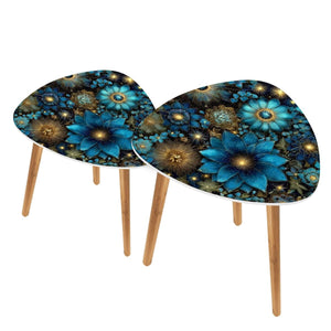 Celestial Floral Design Bamboo + MDF Triangle Coffee Table Set of 2 (Made in USA)
