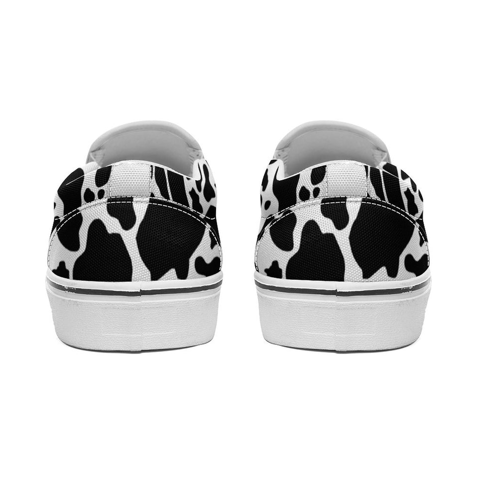 Cow Print Pattern, Black and White Printed Slip-on Canvas Shoes, Perfect Gift for Cow lover, Comfortable Slip on Shoe GIft