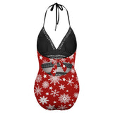 Sexy Snowflake Red and white One piece Swimsuit gift for her, Holiday gift, Christmas Swimwear