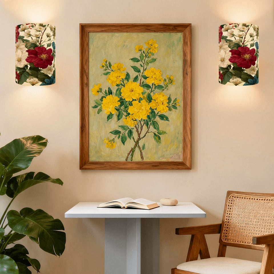 Vintage Floral Linen Wall Sconce Lamp – Cordless Remote-Control Wall Light Wall Sconces Set of Two