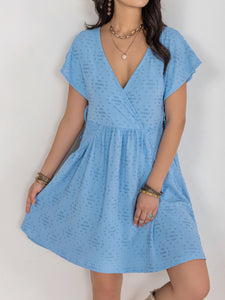 Cutout Surplice Short Sleeve Dress