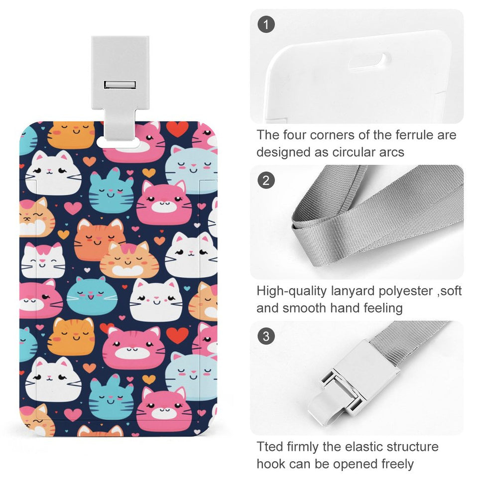 Cartoon Cats Vertical ID Badge Holder