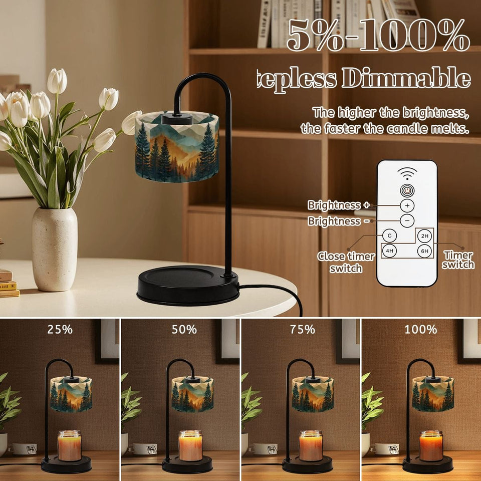 Mountain Forest Candle Warmer Lamp, Woodland Landscape, Rustic Cabin Decor, Flameless Candle Heater