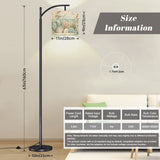 Coastal seashell arc floor lamp with beach grass and hydrangea print shade – view 2