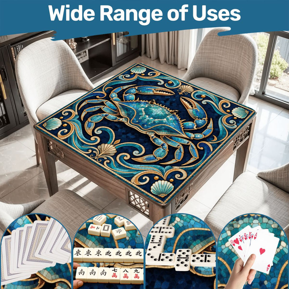 Blue crab coastal mosaic Mahjong mat 31.5 inch with storage bag – view 7